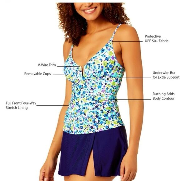 Anne Cole Women’s Tankini Swim Top Size XS - Picture 3 of 11